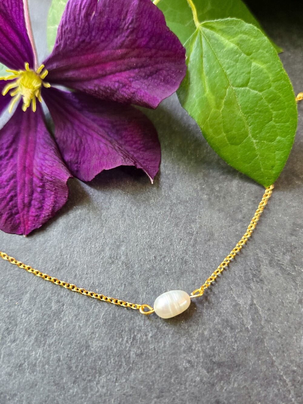 NWT Artisan-Made 24k Gold Plated Dainty Freshwater Pearl Necklace
